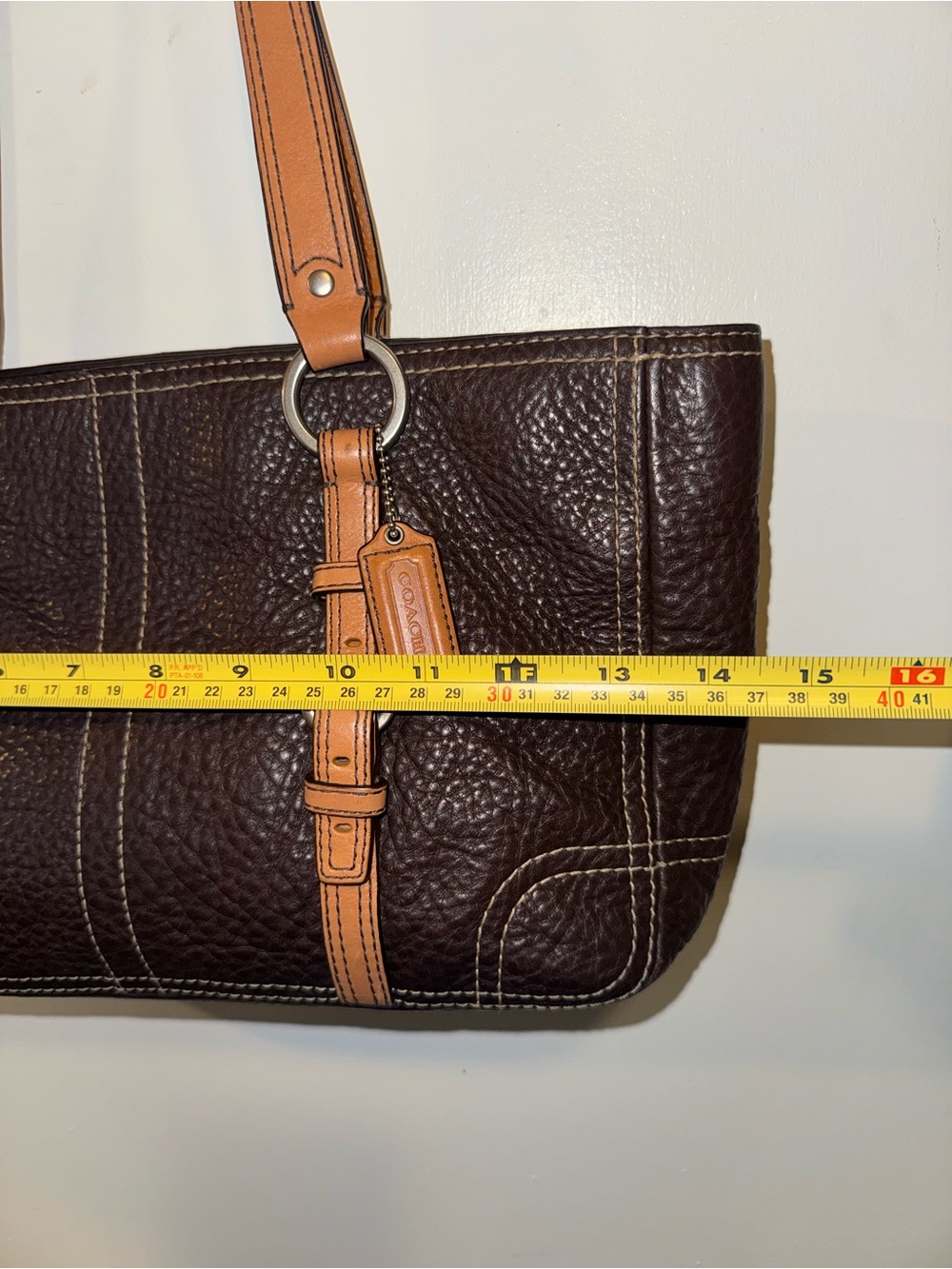 Y2K vintage Coach Chelsea Tote Bag Handbag Dark Brown Pebbled Leather - Picture 5 of 10